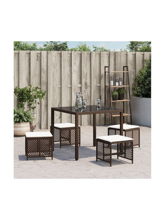 Σκαμπό Rattan 4τμχ 41x41x36cm Σκαμπό Rattan 4τμχ 41x41x36cm