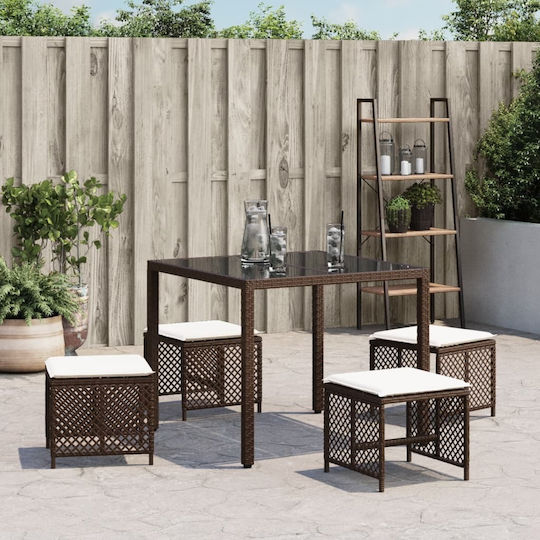 Σκαμπό Rattan 4τμχ 41x41x36cm Σκαμπό Rattan 4τμχ 41x41x36cm