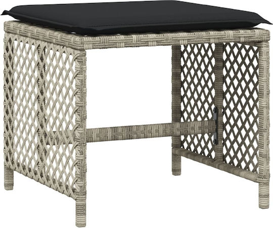 Garden Stool Cube Outdoor Rattan with Grey Cushion 4 Pieces 41x41x36cm