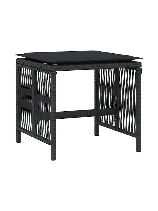 Băncuțe De Grădină Cub Pentru Exterior Rattan Cu Pernă Negre 4 Buc 41x41x36cm