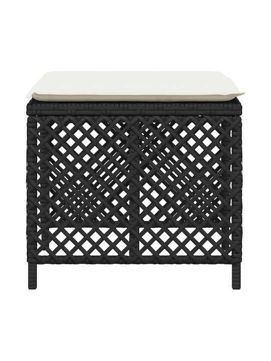 Băncuțe De Grădină Cub Pentru Exterior Rattan Cu Pernă Negre 4 Buc 41x41x36cm
