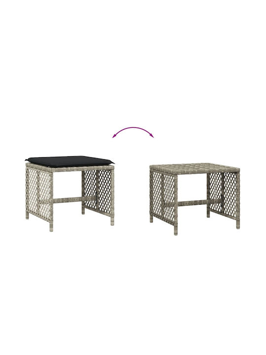 Băncuțe De Grădină Cub Pentru Exterior Rattan Cu Pernă Gri 4 Buc 41x41x36cm