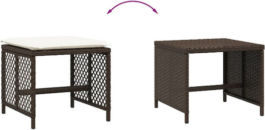Băncuțe De Grădină Cub Pentru Exterior Rattan Cu Pernă Maro 4 Buc 41x41x36cm