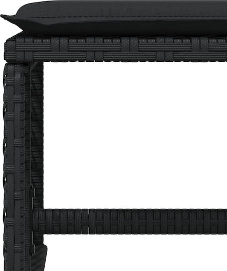 Garden Stool Cube Outdoor Rattan with Cushion Black 4 Pieces 41x41x36cm