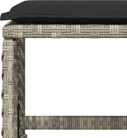 Garden Stool Cube Outdoor Rattan with Grey Cushion 4 Pieces 41x41x36cm