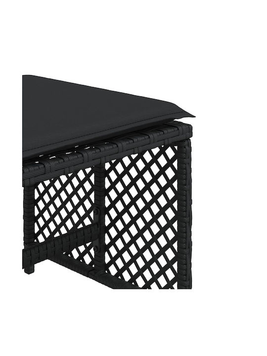 Gartenhocker Würfel Außengebrauch Rattan mit Kissen Schwarze 4 Stück 41x41x36cm