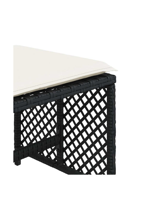 Băncuțe De Grădină Cub Pentru Exterior Rattan Cu Pernă Negre 4 Buc 41x41x36cm