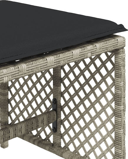 Garden Stool Cube Outdoor Rattan with Grey Cushion 4 Pieces 41x41x36cm