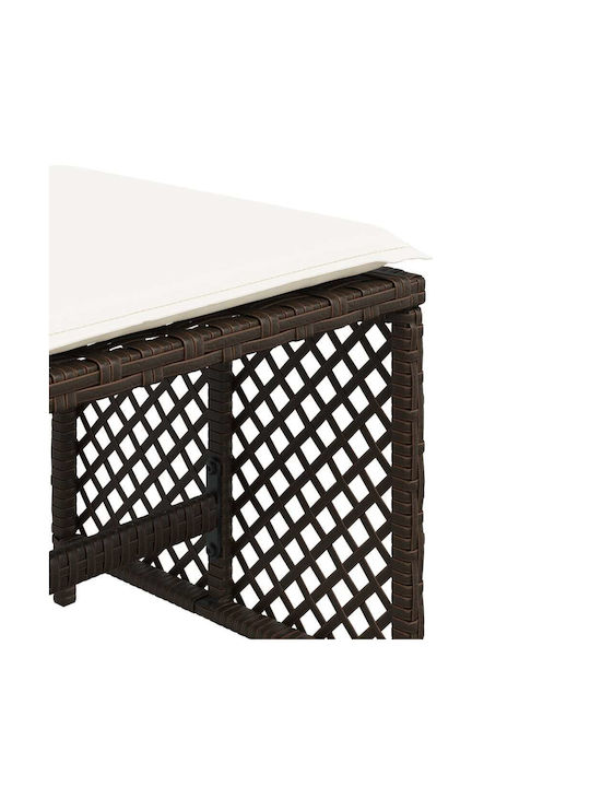 Băncuțe De Grădină Cub Pentru Exterior Rattan Cu Pernă Maro 4 Buc 41x41x36cm