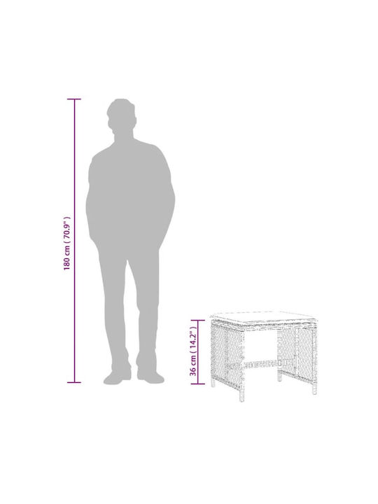 Băncuțe De Grădină Cub Pentru Exterior Rattan Cu Pernă Maro 4 Buc 41x41x36cm