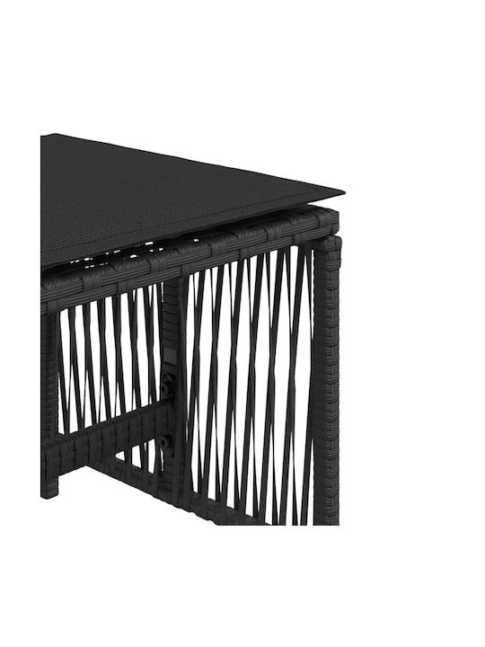 Băncuțe De Grădină Cub Pentru Exterior Rattan Cu Pernă Negre 4 Buc 41x41x36cm
