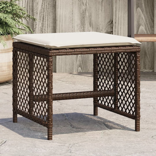 Băncuțe De Grădină Cub Pentru Exterior Rattan Cu Pernă Maro 4 Buc 41x41x36cm