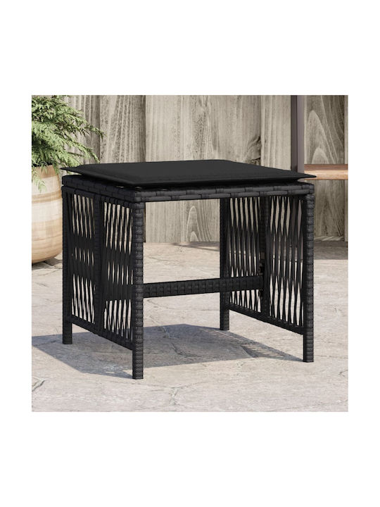 Băncuțe De Grădină Cub Pentru Exterior Rattan Cu Pernă Negre 4 Buc 41x41x36cm