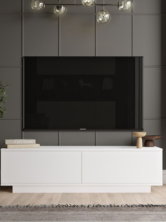 TV Stand Wooden White L140xW35.5xH38.2cm