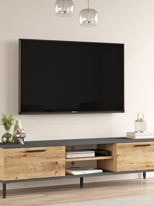 Enfield TV Stand Made of Solid Pine Wood/Anthracite L160xD35xH39.1cm