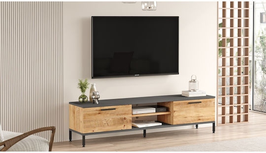 Enfield TV Stand Made of Solid Pine Wood/Anthracite L160xD35xH39.1cm
