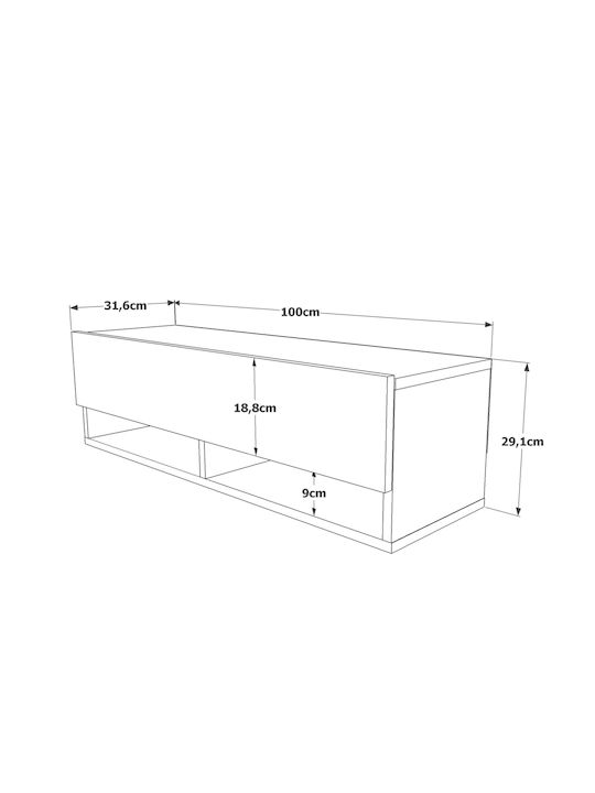 Bexley Pine White TV Stand L100xD31.6xH29.6cm