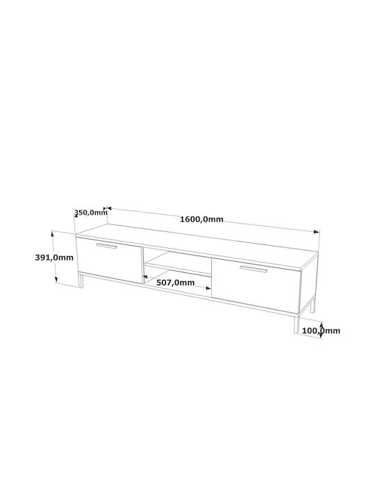 Enfield TV Stand Made of Solid Pine Wood/Anthracite L160xD35xH39.1cm