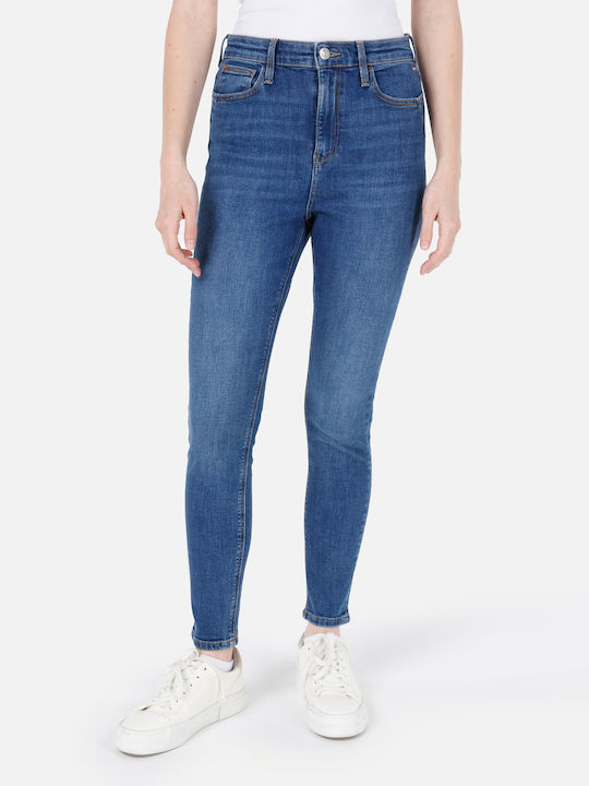 Dama Tesatura Pantaloni cu Croială Skinny Albastru