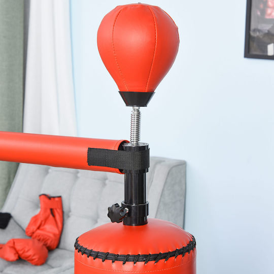 Homcom Boxing Bag Adjustable Height Punching Ball Filled Base 88x48x155-205 Cm Red Black