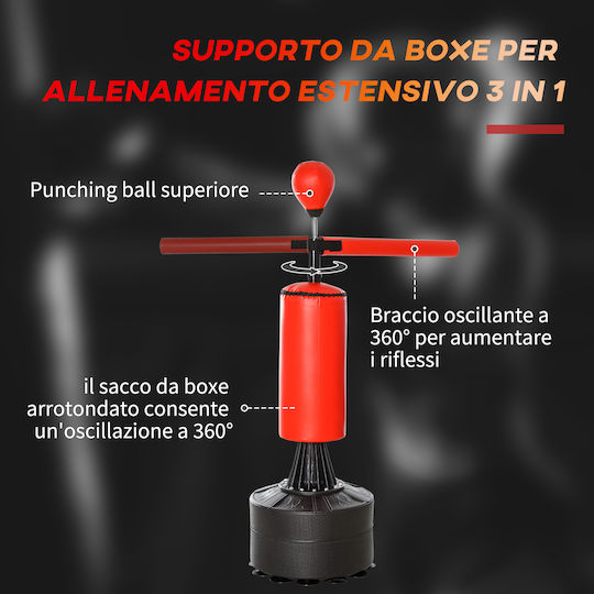 Homcom Boxing Bag Adjustable Height Punching Ball Filled Base 88x48x155-205 Cm Red Black