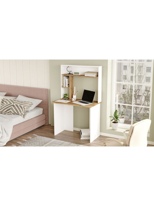 Desk Brompton Wooden Pine/White 90x51.6x148cm