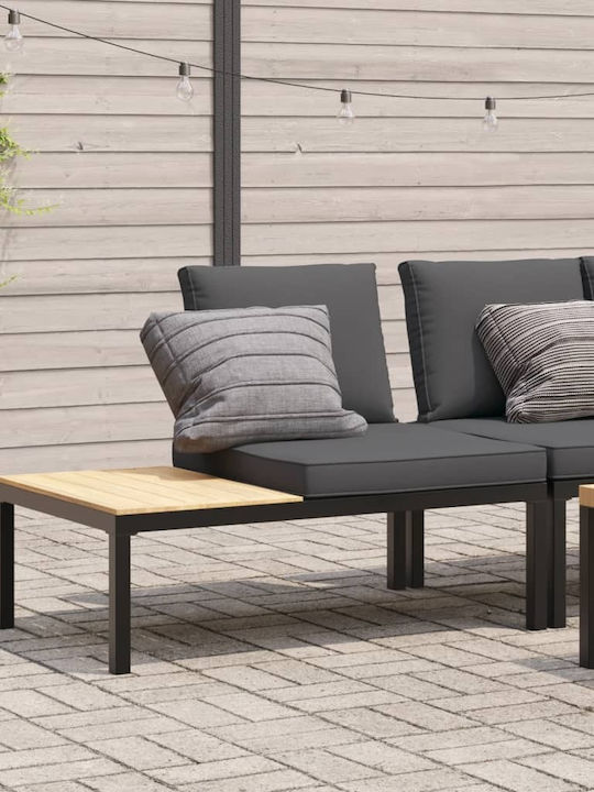 Bench Outdoor Metal Black with Pillows 65x65x73cm