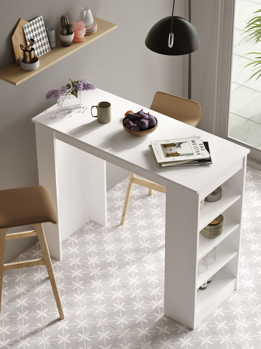 Brockley Table Bar Wooden White 120x51.6x101.8cm