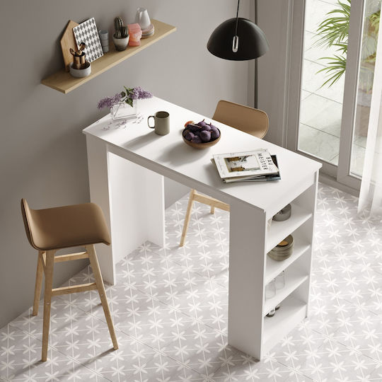 Brockley Table Bar Wooden White 120x51.6x101.8cm
