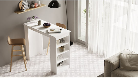 Brockley Table Bar Wooden White 120x51.6x101.8cm