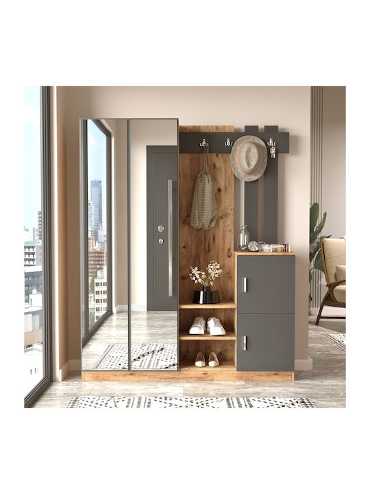 Crayford Eingangsmöbel mit Schuhschrank Pine/anthracite 147x35x180cm