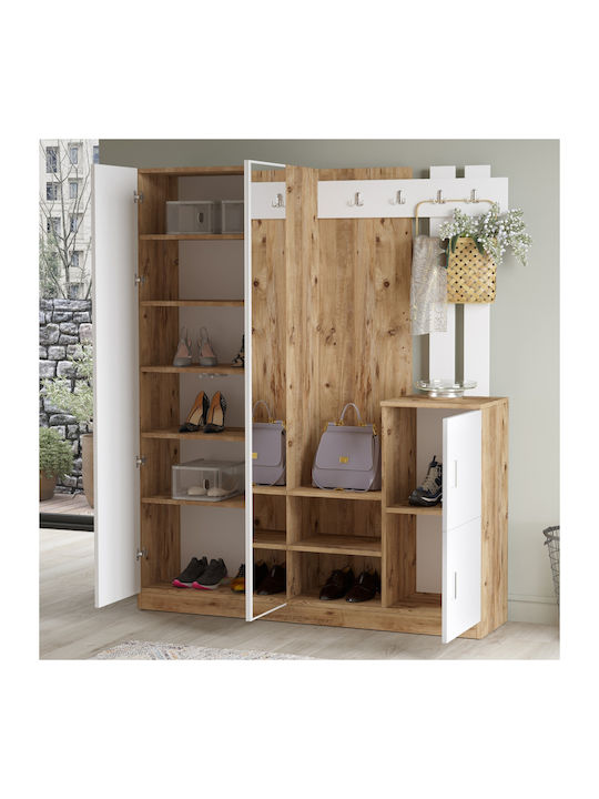 Crayford Mobilier de Intrare cu Dulap pentru Pantofi Pine/White 147x35x180cm