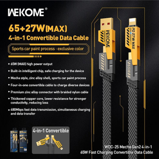 WK USB-A zu Lightning Kabel 65W Schwarz 1m (WDC-25)