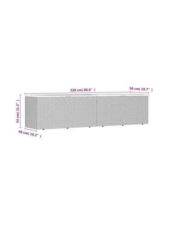vidaXL Cutie de depozitare pentru exterior Rattan Bej L220xW50xH54buc