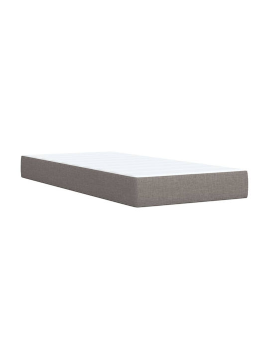 Pat Single Bej-gri cu Lamele & Saltea 100x200cm