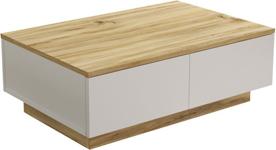 Rectangular Central Coffee Table Arnos Wooden White/Natural W90xL60xH31cm