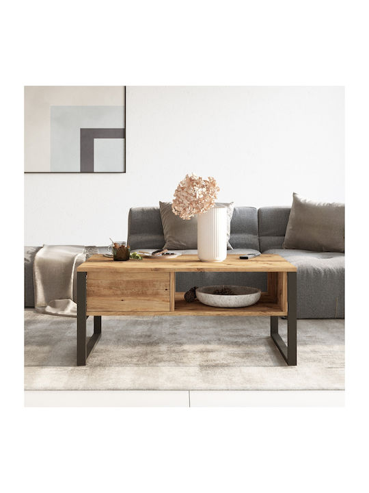 Măsuță Centrală Rectangulară Alperton din Lemn Natur M100xL59.7xÎ44.4cm