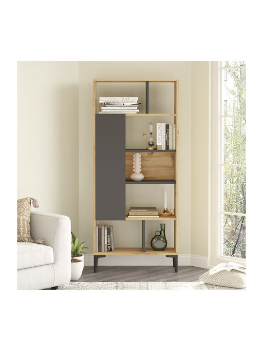 Bookcase Natural/carbon black 72x25x163.3cm