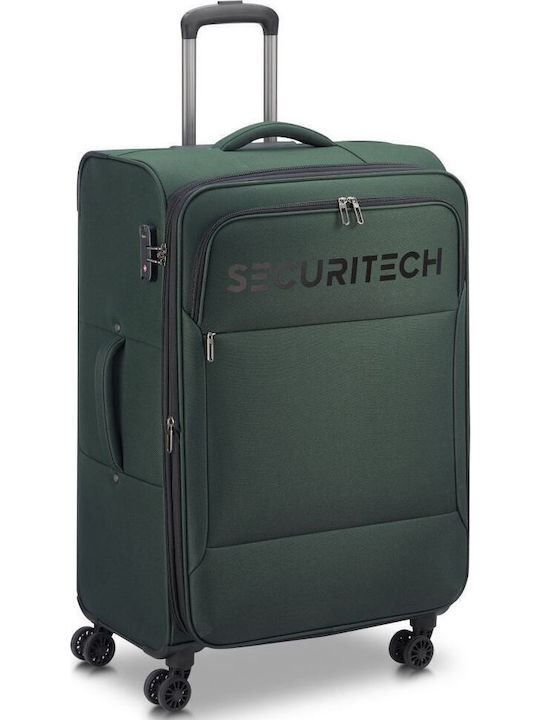 Securitech by Delsey Μεγάλη Βαλίτσα Ταξιδίου Υφασμάτινη Vanguard Green με 4 Ρόδες Ύψους 76εκ.