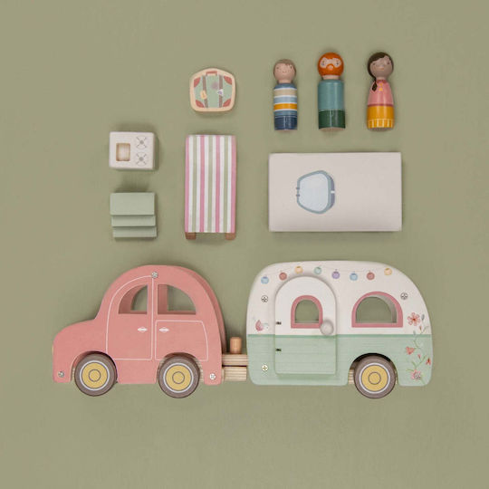 Little Dutch Vehicle Car with Caravan made of Wood for 18++ Months