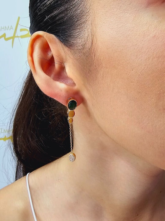 Mentzos Earrings made of Silver Gold Plated with Stones