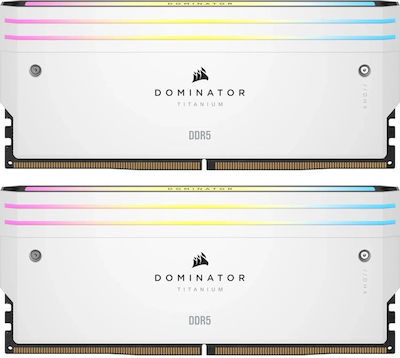 Corsair Dominator Titanium RGB XMP White 32GB DDR5 RAM mit 2 Modulen (2x16GB) und Geschwindigkeit 7200 für Schreibtisch