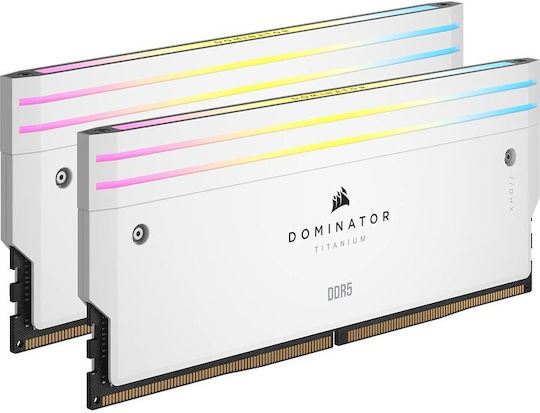 Corsair Dominator Titanium RGB XMP White DDR5 32GB RAM με 2x16GB Modules και Ταχύτητα 7000 για Desktop