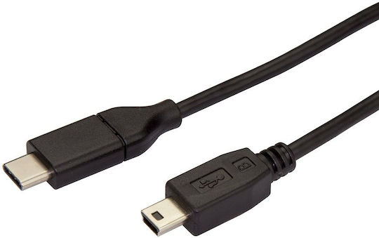 Powertech USB 2.0 Cable USB-C male - mini USB-B Μαύρο 1.5m CAB-UC079
