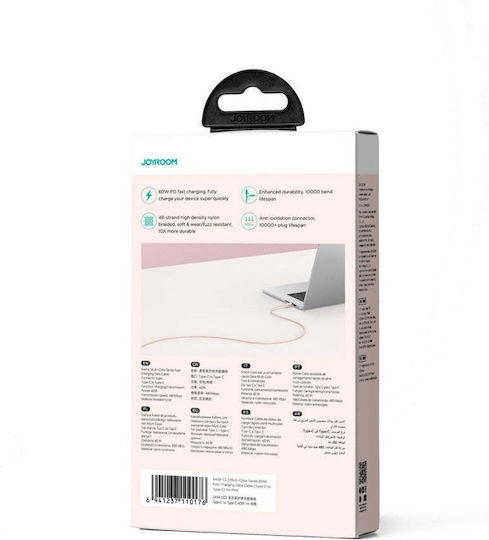 Joyroom Multi-Color Series Sa34-cc3 USB 2.0 Cable USB-C Male - USB-C 60W PD Pink 1m