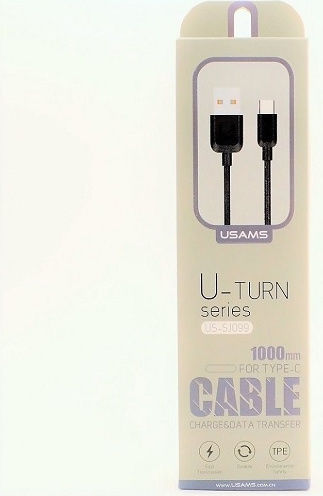 Usams US-SJ099 USB 2.0 Cable USB-C male - USB-A Μαύρο 1m