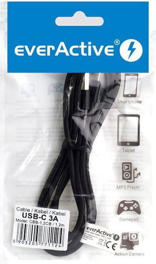 everActive CBB-1.2CB Braided USB 2.0 Cable USB-C male - USB-A Μαύρο 1.2m