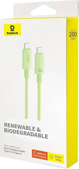 Baseus Series USB 2.0 Кабел USB-C Мъжки - USB-C 100W PD Зелен 2m P10360202631-01