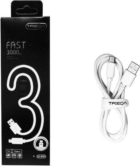 Treqa USB 3.0 Cable USB-C Male - USB-A White 3m CA-8083