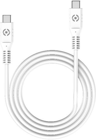 Celly Редовна USB 2.0 Кабел USB-C мъжки - USB-C мъжки 60W Бял 1м (USBCUSBCWH)